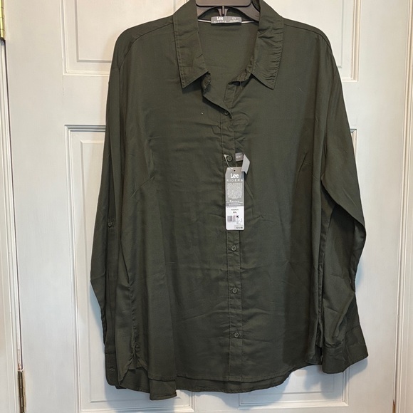 Lee Men's Casual Dark Green Button Down Shirt - Picture 1 of 5